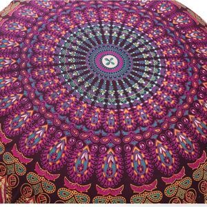 Bohemian Mandala Tapestry Pillow Cover in Purple and Teal